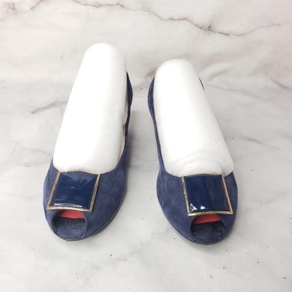 Pas de rouge blue suede wedges shoes - Picture 2 of 7